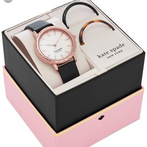 Kate spade morningside watch box set black leather